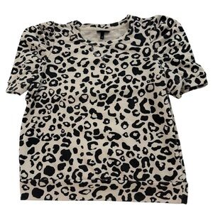 Who What Wear Puff Sleeve Leopard Print Top M
